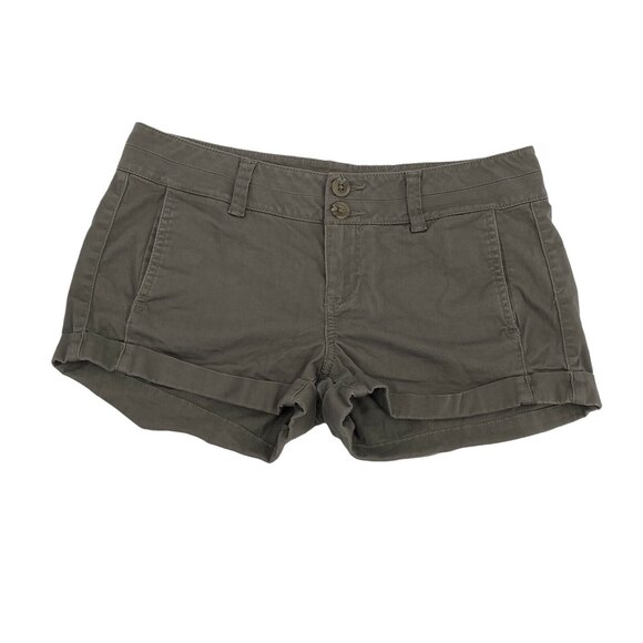 Express Womens Tan Two Button Flat Front Pockets Comfort Hot Pants Size 2 - Picture 1 of 9